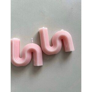 Tondiamo 2 Pcs Light Pink Twist‎ Aesthetic Candles S Shape Minimalist Geometric